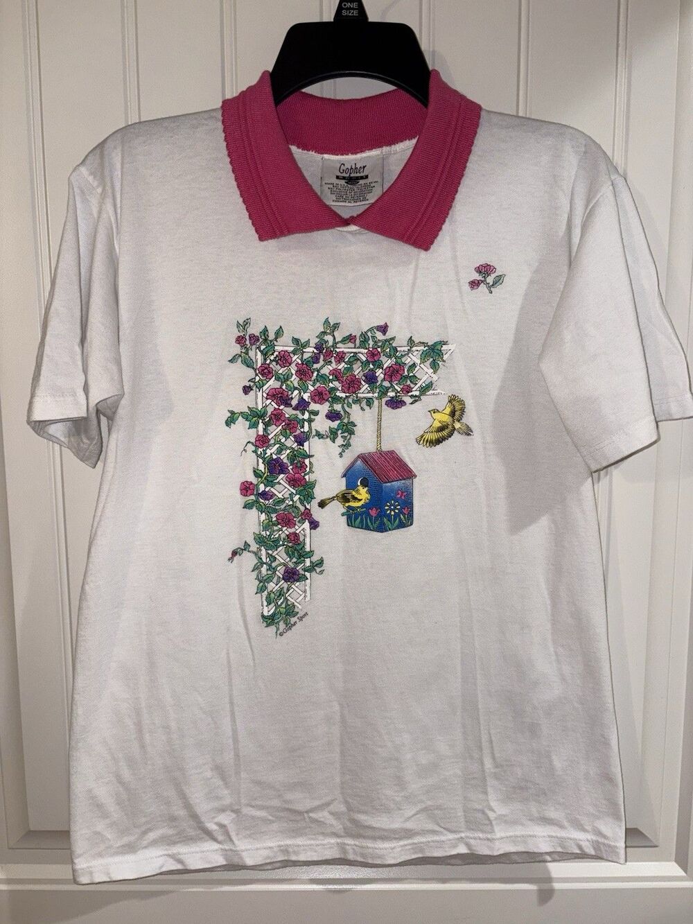 Vintage Gopher Sport Polo Graphic Print Made in USA Womens M